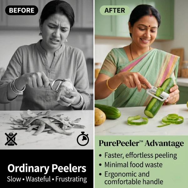PurePeeler™ – Stainless Steel Vegetable Peeler | Wooden Handle + Bottle Opener | Rust-Free